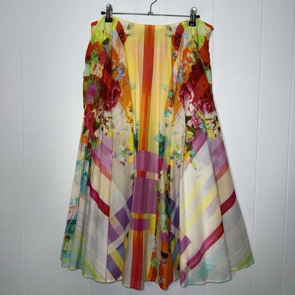 J Peterman Women’s Floral Geo Full Midi Skirt Artsy Size 14 - Picture 1 of 5
